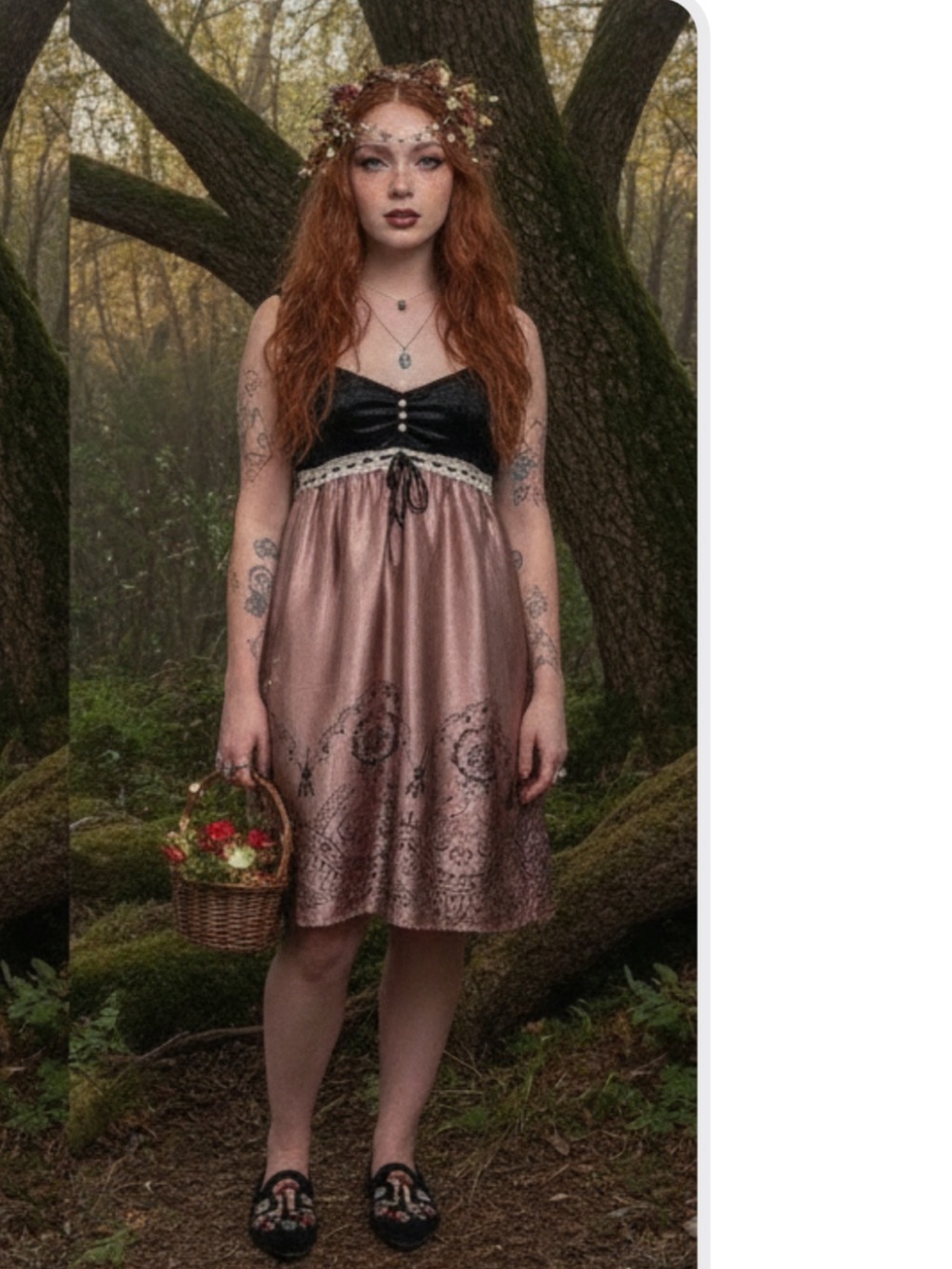 abc une face Vintage Y2K Satin Babydoll Empire Waist Minidress sz M Whimsy Goth